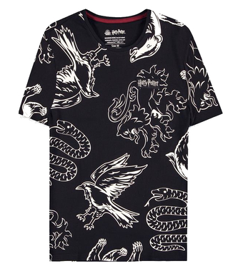 Pánské tričko Harry Potter: Heraldická zvířata (XL) černá bavlna