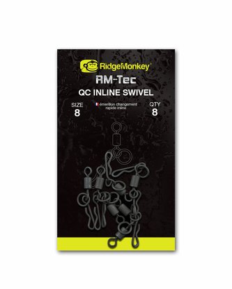 RIDGEMONKEY: Obratlík RM-Tec Quick Change Inline Swivel Velikost 8 8ks