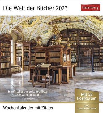 Die Welt der Bücher Postkartenkalender 2023