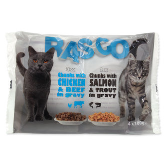 Kapsičky RASCO Cat s lososem a pstruhem / s kuřecím a hovězím multipack