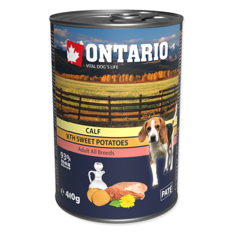 Konzerva ONTARIO Dog Mini Calf, Sweetpotato, Dandelion and Linseed Oil Konzerva ONTARIO Dog Mini Calf, Sweetpotato, Dandelion and Linseed Oil