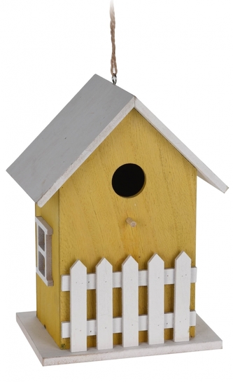 Dřevěná ptačí budka žlutá