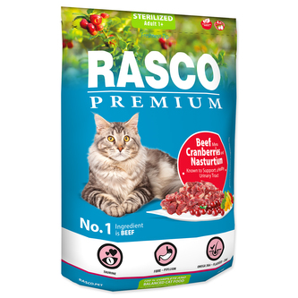 RASCO Premium Cat Kibbles Sterilized, Beef, Cranberries, Nasturtium