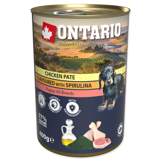 Konzerva ONTARIO Puppy Chicken Pate Flavoured With Spirulina And Salmon Oil