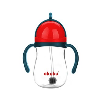 Kouzelná láhev s brčkem a závažím Akuku 280 ml červená