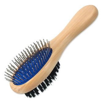 Kartáč DOG FANTASY s hroty a nylonem oboustranný dřevěný S 17 cm Kartáč DOG FANTASY s hroty a nylonem oboustranný dřevěný S 17 cm