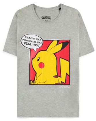 Pánské tričko Pokémon: Pika Pikachu (S) šedé