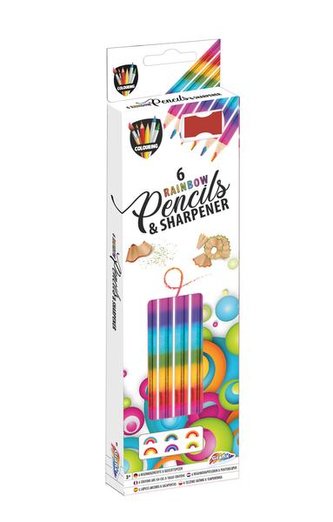 Duhové tužky 6ks + ořezávátko Duhové tužky 6ks + ořezávátko