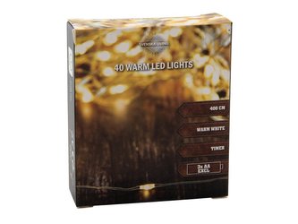 ŘETĚZ SVĚTELNÝ 40LED S ČASOVAČEM 4M 3xAA