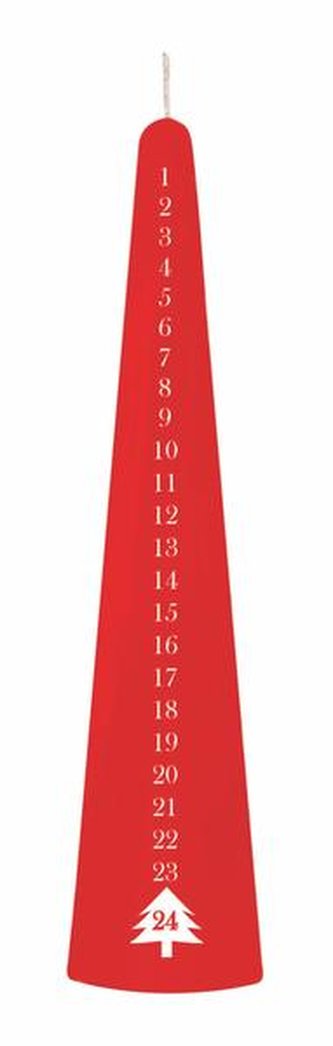 SVÍČKA KÓNICKÁ ADVENTNÍ 25CM, ČERVENÁ