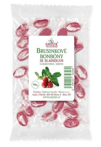 Grešík Brusinkové bonbóny se sladidlem 100 g
