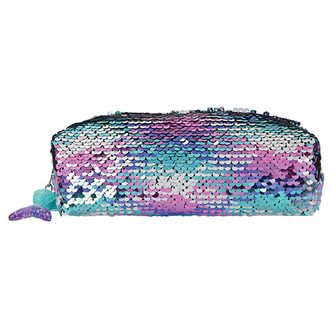 Jednoduchý penál Top Model, Stříbrno-tyrkysovo-fialovo-růžové flitry, 10984_A