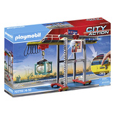 Portálový jeřáb s kontejnery Playmobil, Nákladní doprava, 96 dílků