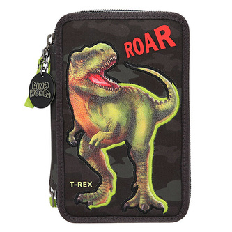 Penál s výbavou Top Model, T-REX, nápis ROAR, barva černá
