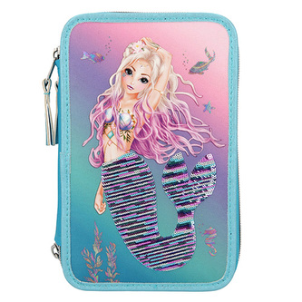 Penál s výbavou Fantasy Model, Mořská panna, ocas s flitry, tyrkysovo-růžová