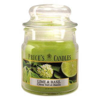 Svíčka ve skleněné dóze Price´s Candles, Limetka a bazalka, 100 g