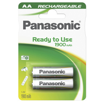 Baterie nabíjecí AA Panasonic, NiMH 1.2V/1900 mAh, 2 ks/bal.