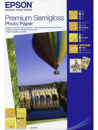 EPSON fotopapír C13S041765/ 100x150 mm/ Premium Semigloss Photo / 50 listů