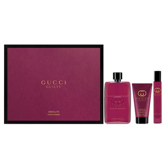 Dárková sada Gucci, Guilty Absolute, dárková sada, EDP 90 ml, 50 ml BL a 7,4 ml RB