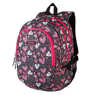 Studentský batoh Target, Růžovo-černý se srdíčky