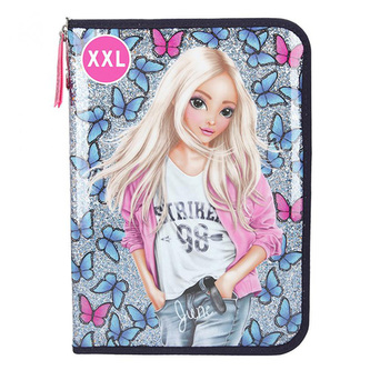 Velký penál s výbavou Top Model, Modré flitry, s motýly, June, 0411174_A