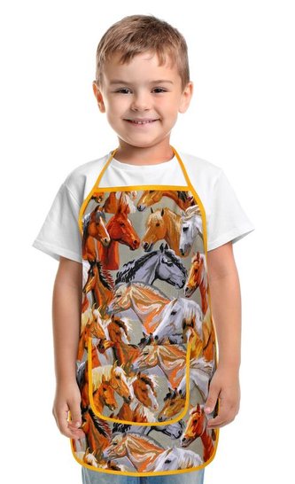 Dětská zástěrka - koně - zástěra 47x60 cm