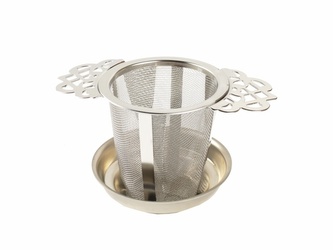 Kovové ozdobné sítko s podšálkem 6,5 cm