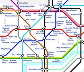 City of Women London Tube Wall Map (A2, 16.5 x 23.4 Inches)