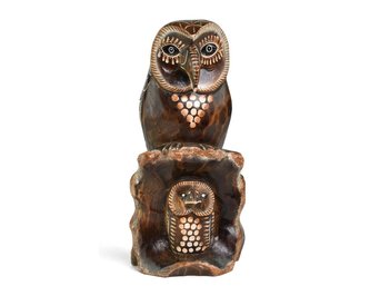 Dřevěné sovy, tmavé, 30 cm