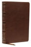NKJV, Single-Column Wide-Margin Reference Bible, Leathersoft, Brown, Red Letter, Thumb Indexed, Comfort Print