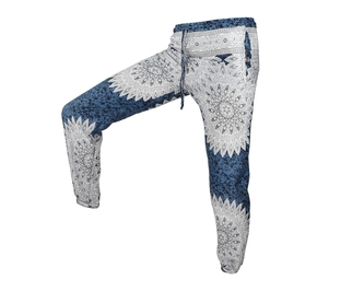 Kalhoty Joga WIN , bavlna, modro šedá, mandaly