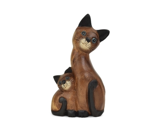 Dřevěná dekorace Kočka s kotětem 27 cm