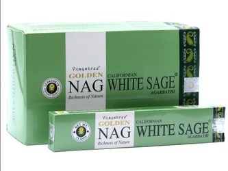 Indické vonné tyčinky Bílá Šalvěj Golden Nag White Sage Indické vonné tyčinky Bílá Šalvěj Golden Nag White Sage