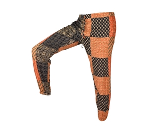 Kalhoty Joga WIN , bavlna, oranžovo černý patchwork