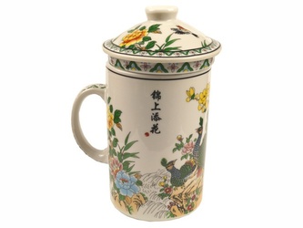 Porcelánový hrnek na bylinky Pávi 300ml