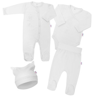 Kojenecká bavlněná soupravička New Baby Good Friends bílá - velikost 56 (0-3m)
