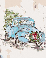 Malování podle čísel - VÁNOČNÍ AUTO (HALEY BUSH) - 80x100 cm, vypnuté plátno na rám