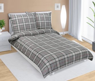 Povlečení krepové - šedé káro - 140x200, 70x90 cm