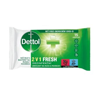 Dettol Dezinfekční ubrousky 2v1 na ruce a povrchy 15 ks unisex
