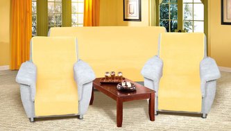 Souprava Korall micro 3+1+1 - světle žlutá - 1 x 150x200 cm + 2 x 65x150 cm