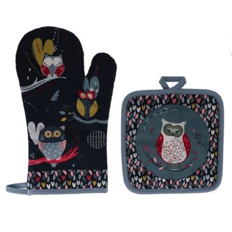 KUCHYŇSKÉ CHŇAPKY set 2 kusy TIGAMA38L01 SOVY - CHOUETTES KIUB