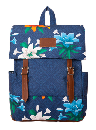 Batoh Frida Kahlo: Flores modrý polyester