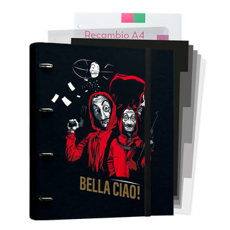 Kroužkový pořadač La Casa De Papel|Papírový dům: Bella Ciao! se složkami (26 x 32 cm)