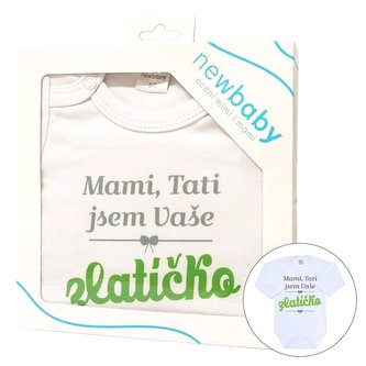 Body s potiskem New Baby Mami, Tati jsem Vaše zlatíčko - dárkové balení - velikost 68 (4-6m)