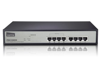 NETIS PE6108GH GBit switch / 8x 10/100/1000Mbps / 4x PoE port / rack kovový / 85W, 30W na port