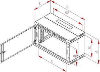 Rack Triton 19" dvojdílný 9U/295mm prosklené dveře, šedý