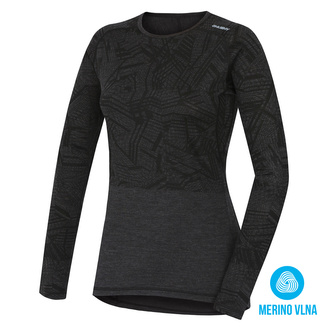 Merino termoprádlo Dámské triko s dlouhým rukávem černá - XL
