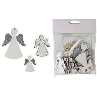 Anděl bílo-stříbrný 12 ks D1813