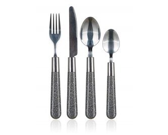 BANQUET Sada nerezových příborů s plastovou rukojetí GRANITE Grey, 24 ks
