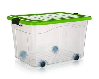 BRILANZ Box úložný na kolečkách PYRAMIDA 100 l, zelený